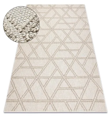 Zdjęcie produktu dla Dywan JERSEY 19241 beż - Romby, geometryczny pętelkowy, strukturalny BOHO beżowy 60x100 cm