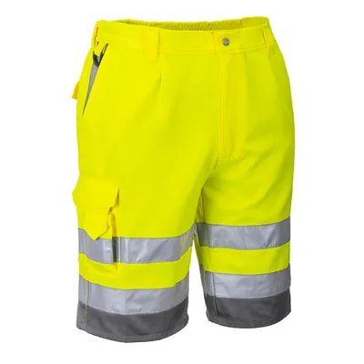 Zdjęcie produktu dla Portwest E043 Spodenki bawełniano-poliestrowe o wysokiej widoczności Żółty/Szary Rozmiar M