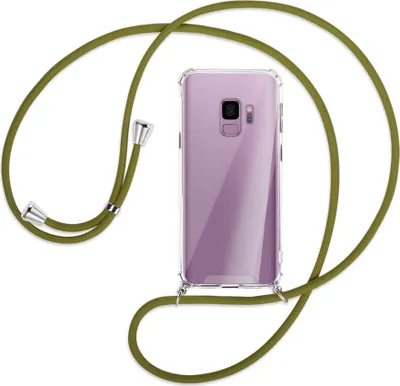 Produktbild von Handykette Backcover-Schutzhülle mit Band (Metall silberfarben) für Samsung Galaxy S9 - khaki