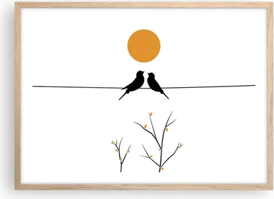 Produktbild von Gerahmtes Poster - Rahmen in heller Eiche - Bild Vögel Sonne - 70x50 cm - Wand Bild - Wanddeko - Wandbilder - Kunstposter - Wandposter - Bilderrahmen - Bilder - Kunstdruck - P2NAA70x50-4772