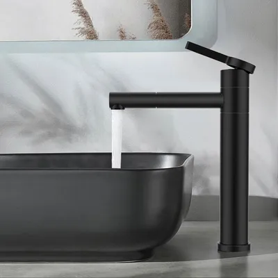 Obrázek produktu pro Černá, 360° otočná umyvadlová baterie, koupelnová baterie z nerezové oceli, velká umyvadlová baterie