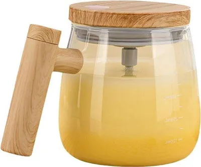 Image de Tasse à café électrique en verre de 30 ml - tasse à mélange automatique avec couvercle et agitateur.