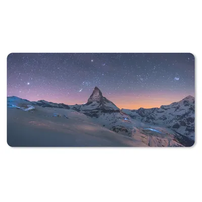 Produktbild von MuchoWow® Schreibtischunterlage Alpen - Sternenhimmel - Schnee 80x40 cm - XXL Mauspad - Gaming Mauspad