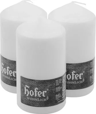 Produktbild von HOFER Blockkerzen 3 Stück – Cremefarbene Stumpenkerzen Ø 8 x 15 cm – 60h Brenndauer – Tropffrei, Ohne Duft – Hergestellt in Österreich