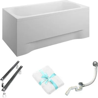Produktbild von Aqua For You | Polimat Badewanne Classic - 130x70cm - Antibakterielle Beschichtung - Acryl – Kratzfest - - mit Verkleidung