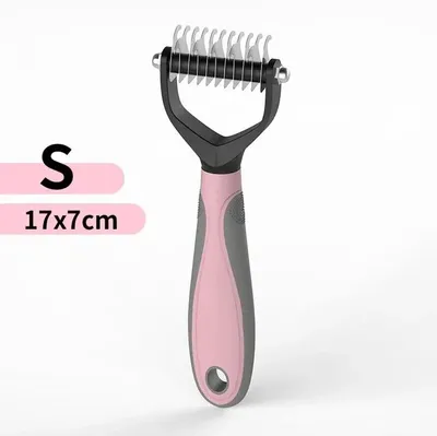 Image de Outil de soin pour animaux de compagnie, brosse démêlante, design ergonomique, rose