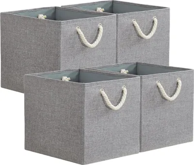 Produktbild von Faltbare Stoff-Aufbewahrungsbox mit Baumwollgriffen - 33 x 38 x 33 cm - cremefarben