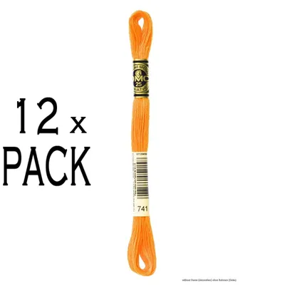 Immagine prodotto di 12 gomitoli di filo da ricamo DMC Mouline Special 117mc - 741, 6 capi, 8 metri