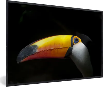 Produktbild von MuchoWow® Gerahmtes Poster Tukan - Vogel - Schnabel 90x60 cm - Poster mit Schwarzem Bilderrahmen Wandposter Rahmen Foto Bilder - Fotorahmen - Foto-Plakat