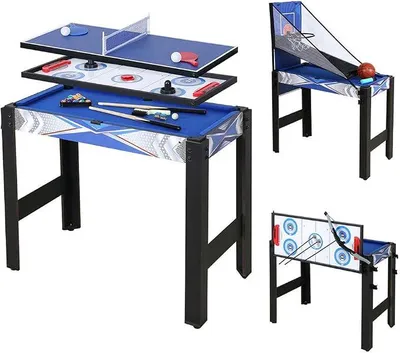 Imagen del producto de Mesa de juego Silecomplaza 5 en 1: mesa de juegos multijuegos, mesa de hockey, mesa de billar, mesa de baloncesto, mesa de tenis de mesa, mesa de tiro con arco, dimensiones: 91,5 x 48 x 76 cm