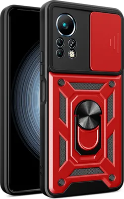 Produktbild von Hülle für Infinix Note 11 4G mit Ring Ständer Halter Dia Kameraschutz TPU PC Hybrid Handyhülle Rot