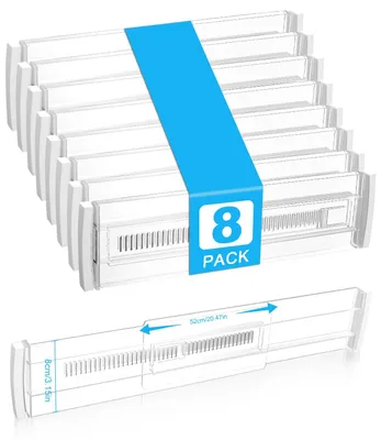 Produktbild von Set aus 8 verstellbaren Schubladenteilern - Transparent für Organisation