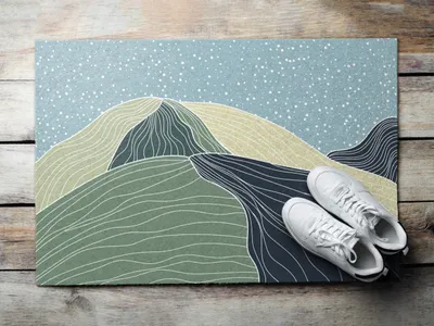 Produktbild von Fußmatte Aussen - Schuhmatte Haustür- Schmutzfangmatte Türvorleger - Outdoor Teppich Schmutzfänger - 60x40 cm - Geometrische Landschaft