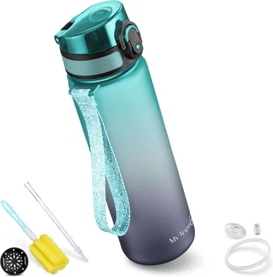 Produktbild von Trinkflasche mit Strohhalm oder Sieb, 350 ml/500 ml/750 ml, BPA-frei, Tritan, für Kinder