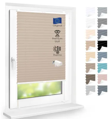 Produktbild von Premium Thermo Plissee lichtdurchlässig, Sandbeige, 55x160