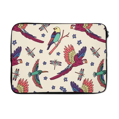 Produktbild von MuchoWow® Laptop Hülle 14 ZollMuster - Vintage - Vögel Laptoptasche - Laptoptasche - Stoßsicher - Schutzhaube
