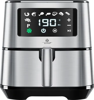 Produktbild von Kesser® XXL 5,5 Liter Heißluftfritteuse Edelstahl  | inkl.Brotbackkorb | 1700W Friteuse Fritteuse Airfryer | Touch Display | 8 Programmen | ohne ÖL | ✓ Backofen ✓ Heißluft ✓ Grill | Fettfrei