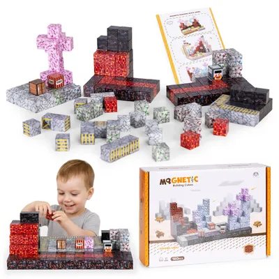 Obrázok produktu pre Magnetické stavebné kocky pre deti, sada 160 dielov