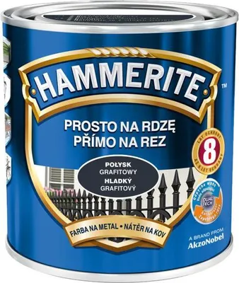 Immagine prodotto di Hammerite vernice protettiva per metalli, vernice antiruggine, Grafite lucido, RAL 7016, 250 ml