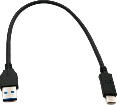 Produktbild von SYSTEM-S USB 3.1 Kabel 30 cm Typ C Stecker zu 3.0 A Stecker Adapter 5 Gbit/s 100W in Schwarz