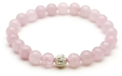 Produktbild von BERGERLIN Rosenquarz Armband aus Naturstein mit 925 Sterling Silberperle