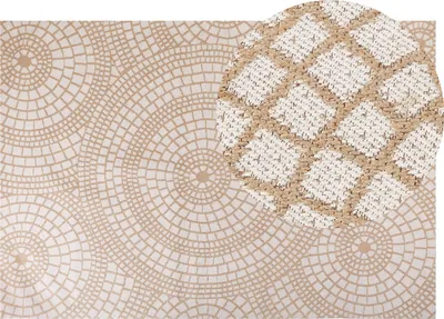 Produktbild von BELIANI Teppich Beige u. Weiß aus Jute 200 x 300 cm Rechteckig Geometrisches Muster Kurzflor Modern für Wohnzimmer Schlafzimmer