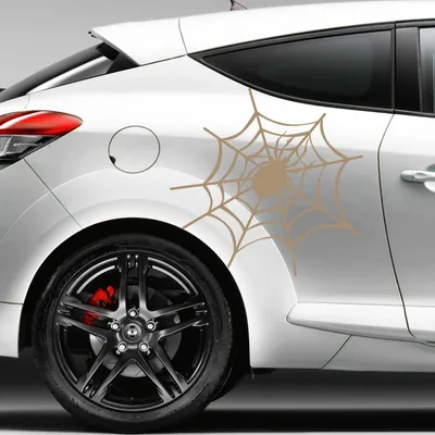Produktbild von Aufkleber - Autoaufkleber "Spinnennetz" 2er Set, je 20cm x 21cm braun - Tuning Carystyling Heckscheibe Auto