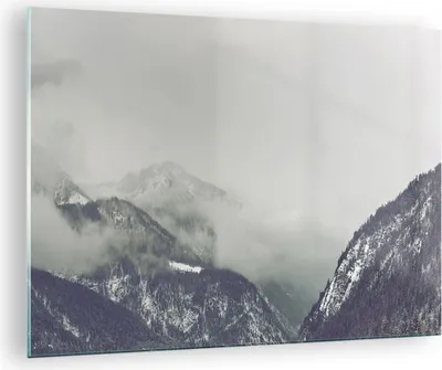 Produktbild von Bilder auf glas - Einteilig - Berge Wald Nebel - 70x50cm - Glasbilder - Wandbilder - Bilder - zum Aufhängen bereit - Wanddekoration aus Glas - Glas Bilder - Wandbild auf Glas - GAA70x50-4270
