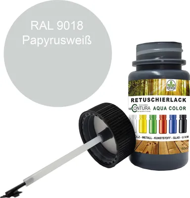 Produktbild von Reparaturlack Lackstift RAL Lack Pinselflasche 50ml. Farbe Holz Metall Möbel Auto Bad Retuschierlack - RAL 9018 Papyrusweiß