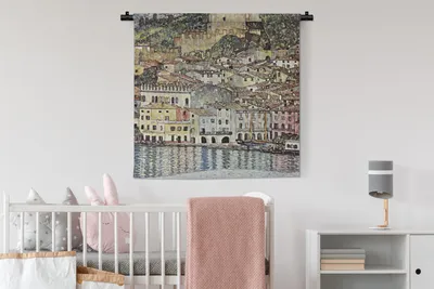 Produktbild von MuchoWow® Wandteppich Wandbehang Landschaft - Gustav Klimt 90x90 cm Tapisserie Dekoration Wandtuch - Wandaufhänger