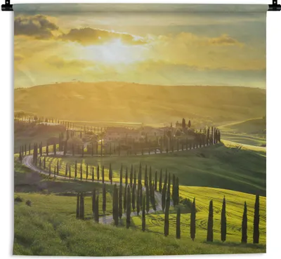 Produktbild von MuchoWow® Wandteppich Wandbehang Toskana - Sonne - Italien 90x90 cm Tapisserie Dekoration Wandtuch - Wandaufhänger