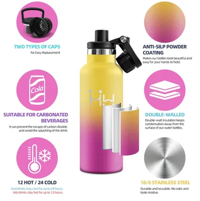 Obrázek produktu pro Motswedi, láhev na pití, 500 ml, s těsněním proti úniku, nerezová ocel, vhodná pro studené i teplé nápoje