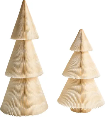 Obrázek produktu pro BELIANI Sada 2 vánočních stromků papírové figurky s efektem včelí plástve 3D origami styl sváteční motiv