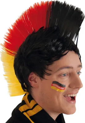 Produktbild von Irokese Deutschland Fan Perücke Schwarz Rot Gold WM EM Fußball Fasching Karneval