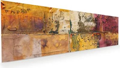 Produktbild von Glasbild 120x40cm in XXL für Wohnzimmer, Schlafzimmer Motiv Kunst Collage Textur