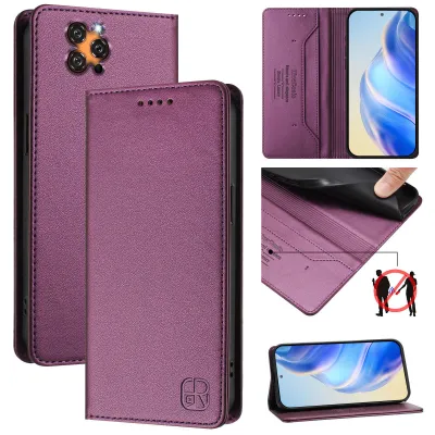 Produktbild von Lederhülle für Oukitel C17 Hülle Flip Brieftasche Kartenfächern Ständer Schutzhülle Lila