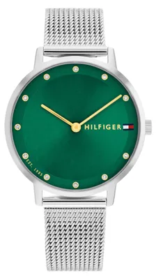Produktbild von Tommy Hilfiger Zwei-Zeiger-Quarzwerk-Uhr für Damen mit Silbernes Edelstahl-Mesh-