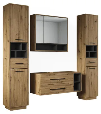 Image de Meubles bain Vicco Beatrice Chêne Artisan/Anthracite 4 pièces, Model 71992