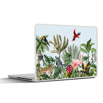 Produktbild von MuchoWow® Laptop Aufkleber Sticker Cover Dschungel - Flamingo - Affe - Jungen - Mädchen - Kinder 30x21 cm - Sticker für Laptop - Selbstklebend