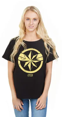 Produktbild von Marvel Damen Avengers Captain Marvel T Shirt, Schwarz (Black Blk), S EU