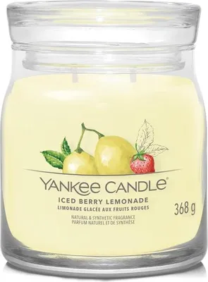 Produktbild von Yankee Candle Iced Berry Lemonade, Rund, Gelb, Grapefruit, Zitrone, Malz, Mandarine, Ananas, Pampelmuse, Himbeere, Erdbeere, Vanille, Violett, 50 h, 1 Stück(e)