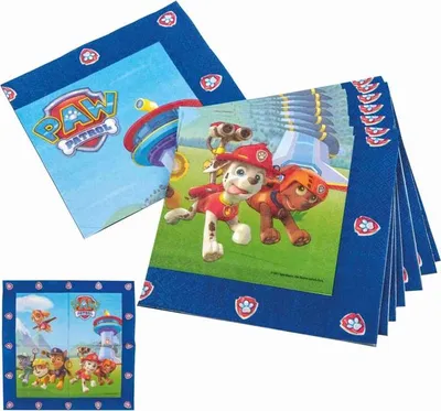 Produktbild von Paw Patrol Servietten - blau - ca. 33 x 33 cm - 20 Stück