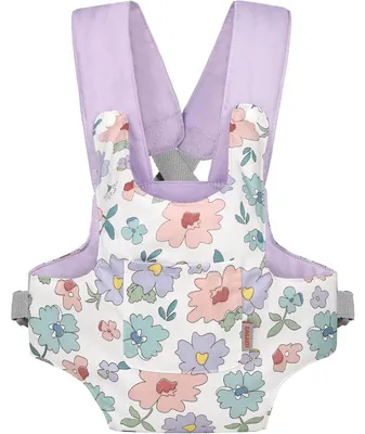Produktbild von Puppentrage für Kinder Bauchtrage mit verstellbaren Trägern Lila Blüte 100% Baumwolle