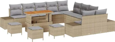 Produktbild von vidaXL Gartensofa-set 14 Stk. 13-Sitzanzahl Beige Poly Rattan
