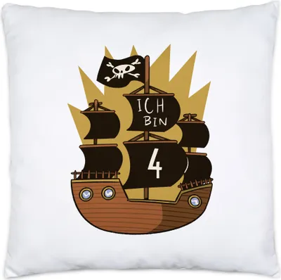 Produktbild von Geburtstag 4 Jahre Kissen inkl. Füllung 4 Jahre 4. Geburtstag Piraten Pirat Motto