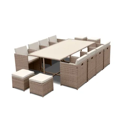 Immagine prodotto di Set tavolo da giardino in resina intrecciata con 8-12 poltrone, Beige