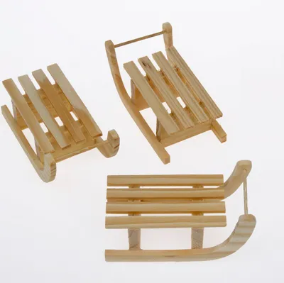 Produktbild von Mini-Holzschlitten - ca.3,5 x 6 cm - 1 VE = 4 Stück - 83017