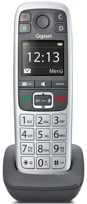 Produktbild von Gigaset E560HX, Analoges/DECT-Telefon, Kabelloses Mobilteil, Freisprecheinrichtung, 150 Eintragungen, Anrufer-Identifikation, Grau, Silber