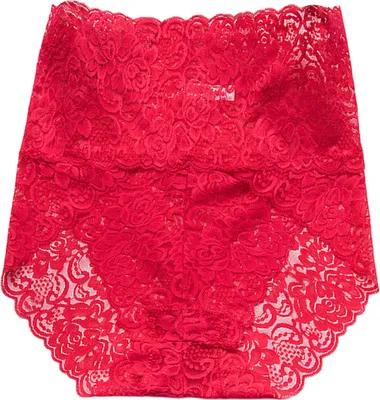 Produktbild von Damen Unterhose Nahtlose Aushöhlen Spitze Einfarbig Blumenstickerei Hohe Taille Stretch Dünne Bauchkontrolle Lady Slips Sport Täglich Höschen