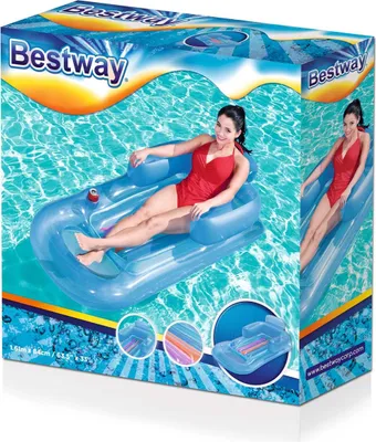 Produktbild von Bestway 43028 - Luftmatratze mit Rückenlehne Designer Fashion Lounge 161 x 84 cm - Blau